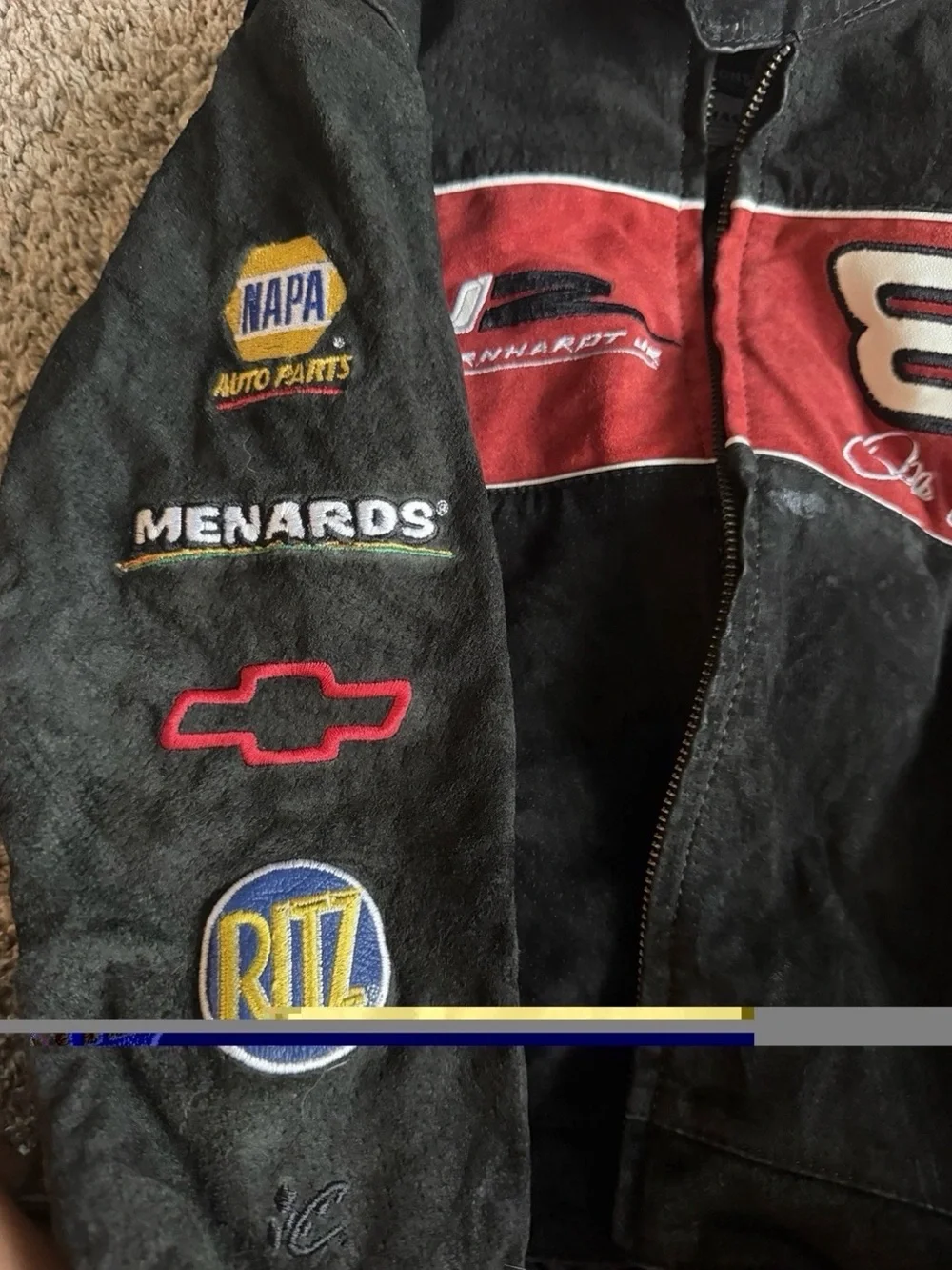 Wrangler Black and Red Kids Racing Jean Jacket with Patch Accents